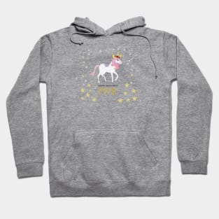 Fifth birthday. Five. Unicorn Birthday invitation. Party invitation greeting card Hoodie